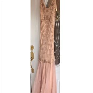 Blush pink beaded maxi dress